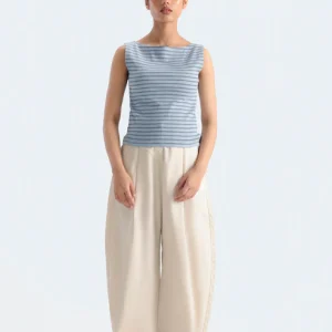 Cropped Pleated Barrel Pants